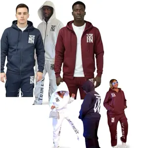 Triple N Concept Unisex Sweatsuit in Navy Blue Burgundy and White Available in Three Colors