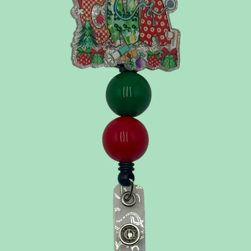 CHRISTMAS Acrylic Flatback Retractable Badge Reel with Alligator Clasp for Nurses Teachers & Dental Assistants Fun & Practical Seasonal Design Hot Cocoa and Christmas Movies