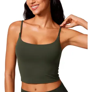 Butterlift Adjustable U Back Crop Tank Tops for Women - Padded Camisole Scoop Neck Workout Longline Sports BrasGift