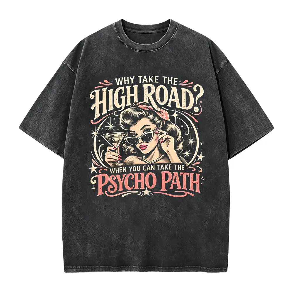 Men's "Psycho Path" Funny Quote T-Shirt, Casual Retro Sarcastic Graphic Tee in Smooth 100% Cotton with a Seamless Design, Top, Shortsleeve clothes