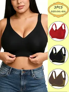 3pcs plus size multi-color seamless jelly adhesive bras for women, creating a rounded bust shape with no empty cups, featuring side wing lifting and support, making them an ideal fashionable choice for daily wear.