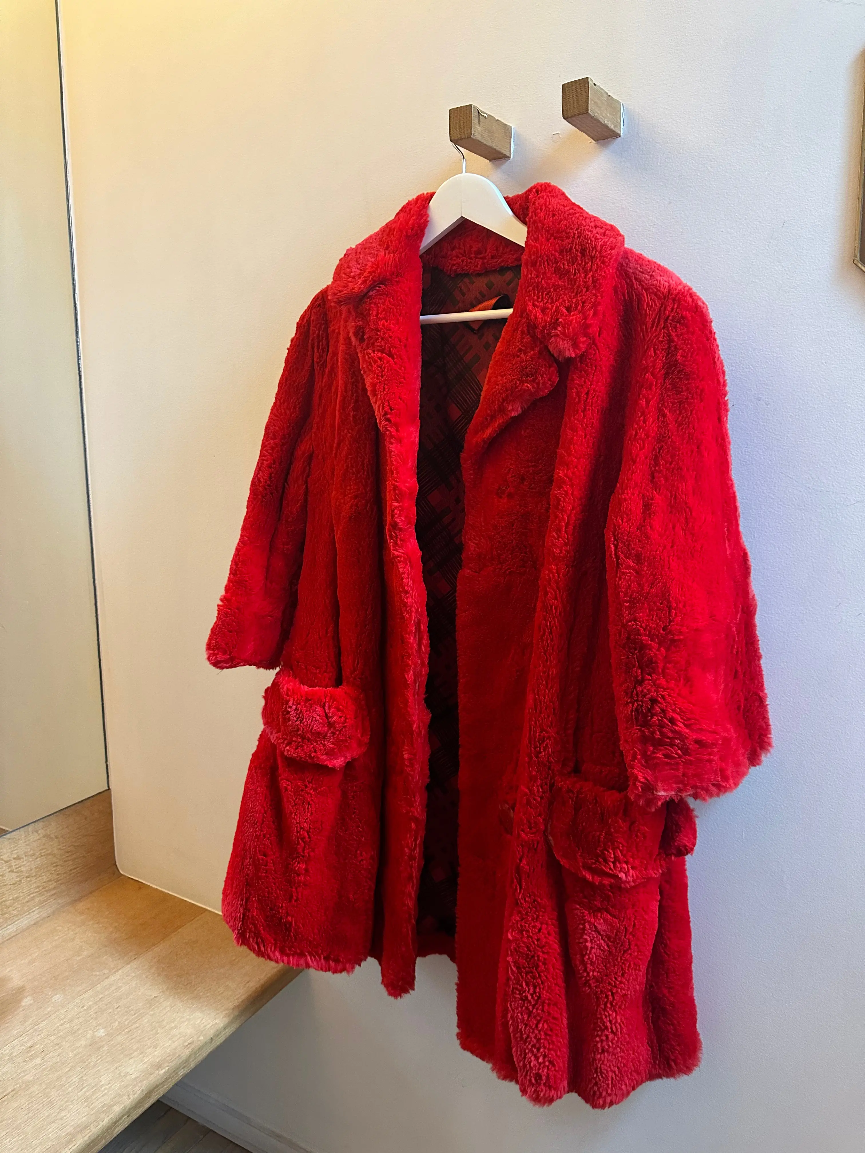 Vintage Berk Furs Faux Red Fur Coat