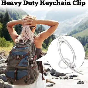 Pentagram Zinc Alloy Metal Carabiner Keychain, Star-Design Press Spring Snap Hook, Oval Clasp Bag Pendant for Outdoor Sports & Daily Use, Keychains