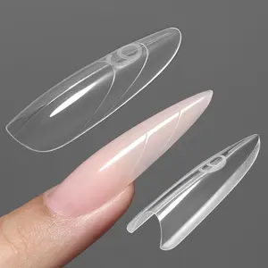 Russian Manicure Kit, Nail Extension Tools: Almond Shape Sandwich -  16 Sizes Reusable Design 100+ Times Clear Acrylic Molds Kit for Quick Manicure,Nail Forms For Builder Gel