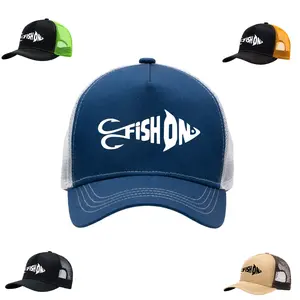 Fishing Trucker Hat Fish On Graphic Mesh Back Snapback Cap for Men Women Adjustable Breathable Outdoor Lake Boat Hat for Anglers Fishing Casual Wear