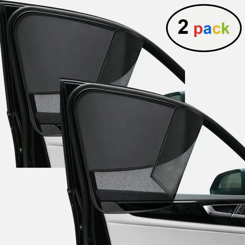 2Pcs Nylon Car Privacy Sun Shades - Magnetic Double Layer Front Side Window Curtains, 48cm × 50cm, Translucent Outer, UV Blocking, Suitable for Babies, Most Cars