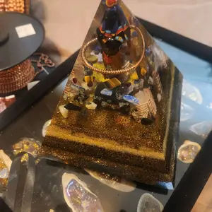 Horus XL Orgone InnerG Pyramid with Honey Grounding and EMF Protection for Energy Healing and Spiritual Balance