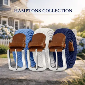 East/18 Men's Perfect Fit Woven Stretch Golf Belt, "Hamptons" 3-Pack