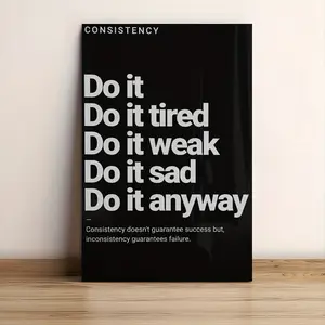1pc Motivational Canvas Wall Art Poster - Do It Weak, Do It Anyway Inspirational Quote, Black & White Modern Decor for Living Room, Bedroom, Office, Kitchen, Bathroom, Dining Room - High-Quality Canvas Art Print,Office Artwork
