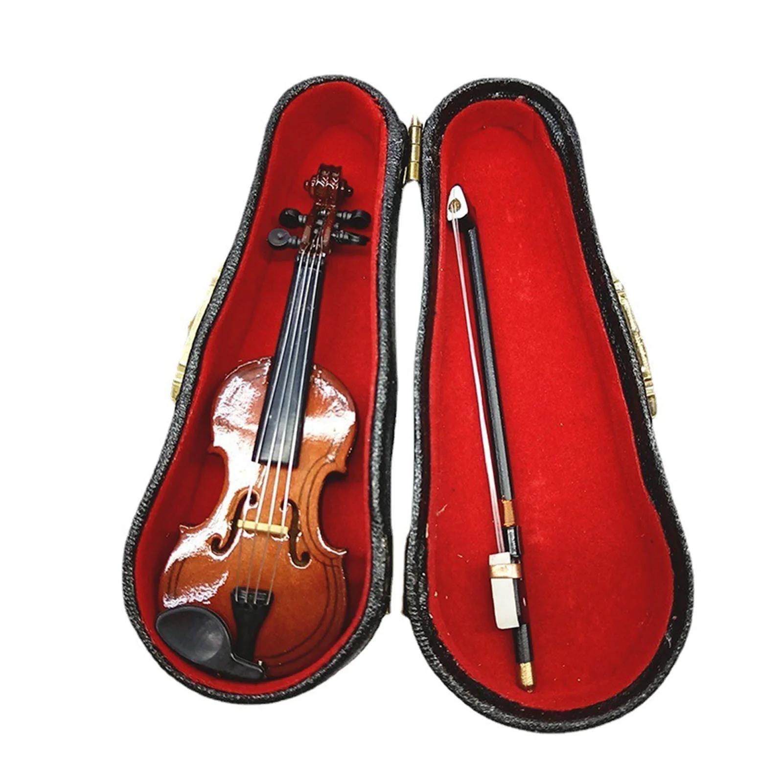 Tiny Violin,Wooden Miniature Violin Mini Musical Instrument,Mini Stuff, Model Home Decoration,for Desktop, Living Room, Bedroom