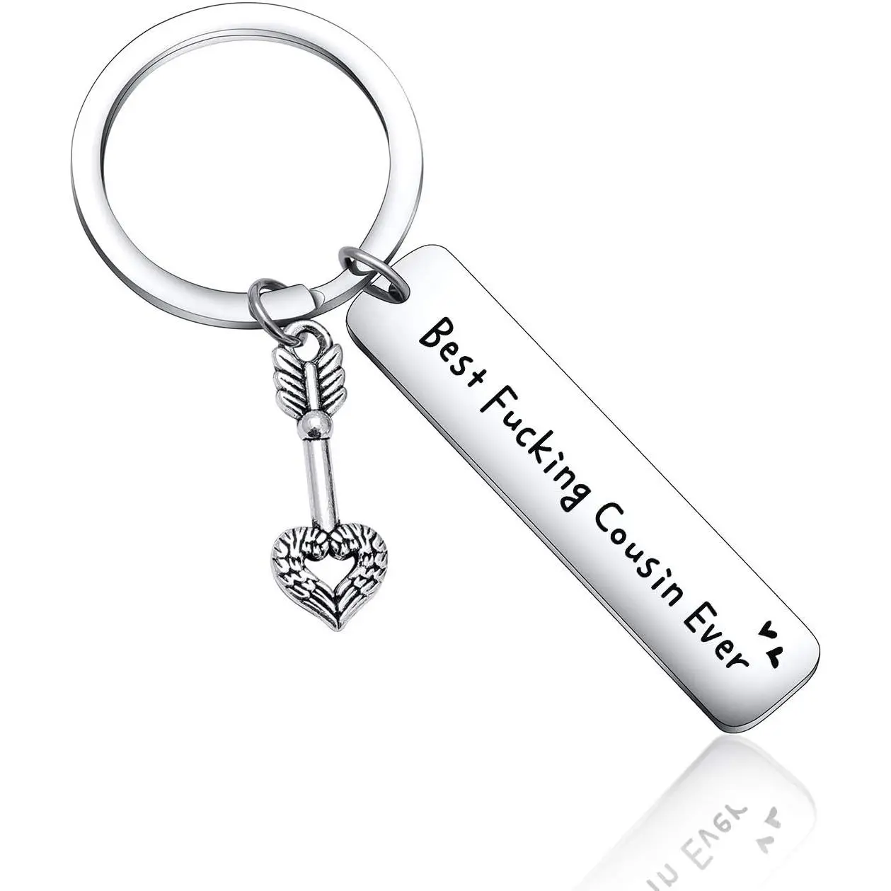 Engraved Stainless Steel Keychain for Women, Cute and Funny "Best Fucking Cousin Ever" Quote, Inspirational Birthday Gift for Cousins and Friends, Keychains For Women, Cute Keychains