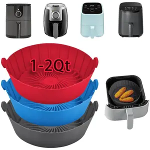 3 Pack Reusable Silicone Air Fryer Liners for 1-2 QT – Non-Stick, Round Parchment Paper Alternative for Ninja Mini, Instant Vortex 2QT, CHEFMAN & COSORI Small Air Fryers