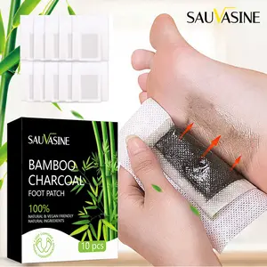 SAUVASINE-Bamboo Charcoal  Foot Pads – Overnight Cleanse, Swelling Relief, Stress Relief, Body Cleanse