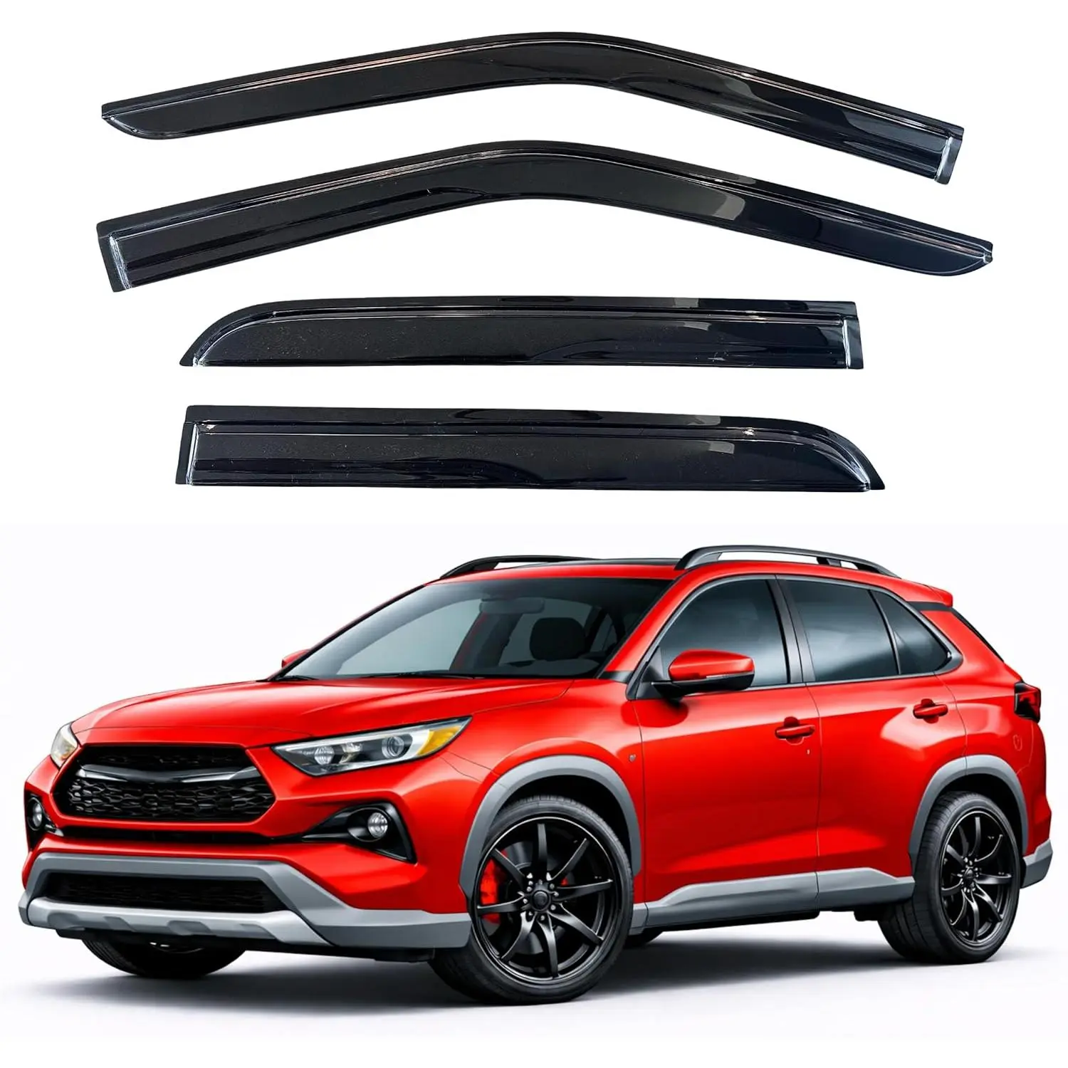 KPY 4PC Acrylic Window Visors Vent Deflectors Rain Guard Set for 2019-2025 Toyota RAV4 SUVs - Out-Channel Exterior Accessory, Sun Protection, Waterproof Wind & Rain Shield