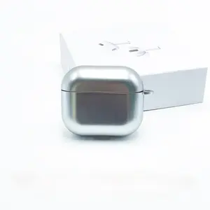 Metal Plated Earphone Case Cover| Matte Silver Anti-Lost Strap Compatible (Fits All AirPods Models)