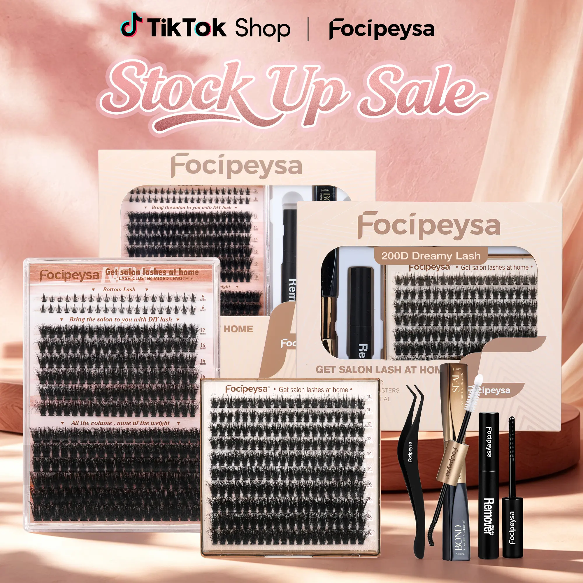 Focipeysa Dreamy Lash Clusters, 200D Fluffy Lengthening Volumizing Beauty Products, Humidity-Resistant Reusable D-Curl False Lashes, Beginner-Friendly DIY Option for Salon-Level Flawless Makeup at Home