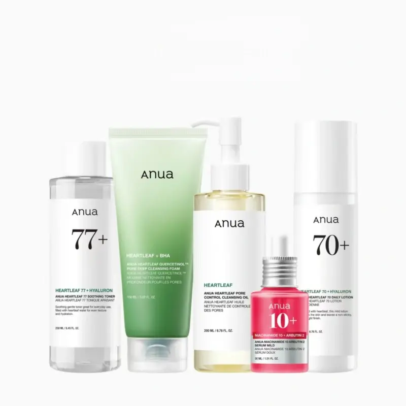 ‮ aunA  ‬  Skincare Routine Set|Cleansing oil + Cleansing foam +Toner + Dark Spot Correcting Serum + Moisturizing lotion, Hydrate, korean skincare, glass skin, affordable, niacinamide
