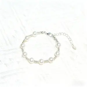 Minimalist Faux Pearl & Silver Bead Bracelet - Budget-Friendly Elegant Daily Accessory