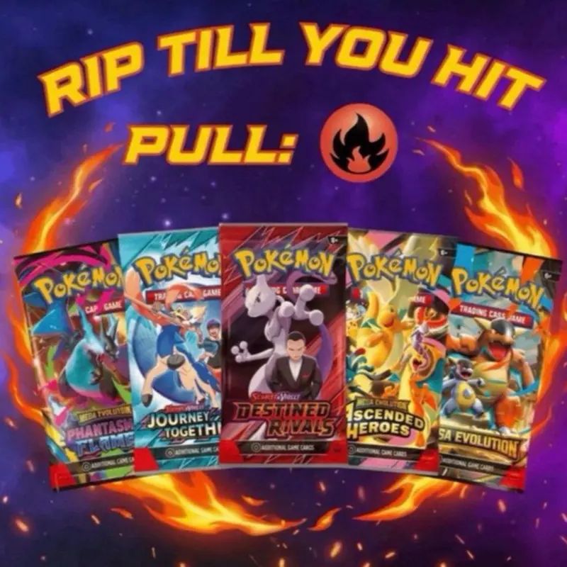 Pokemon Fire Energy - Rip Till you Hit booster packs (pick your set) Pack minimum included