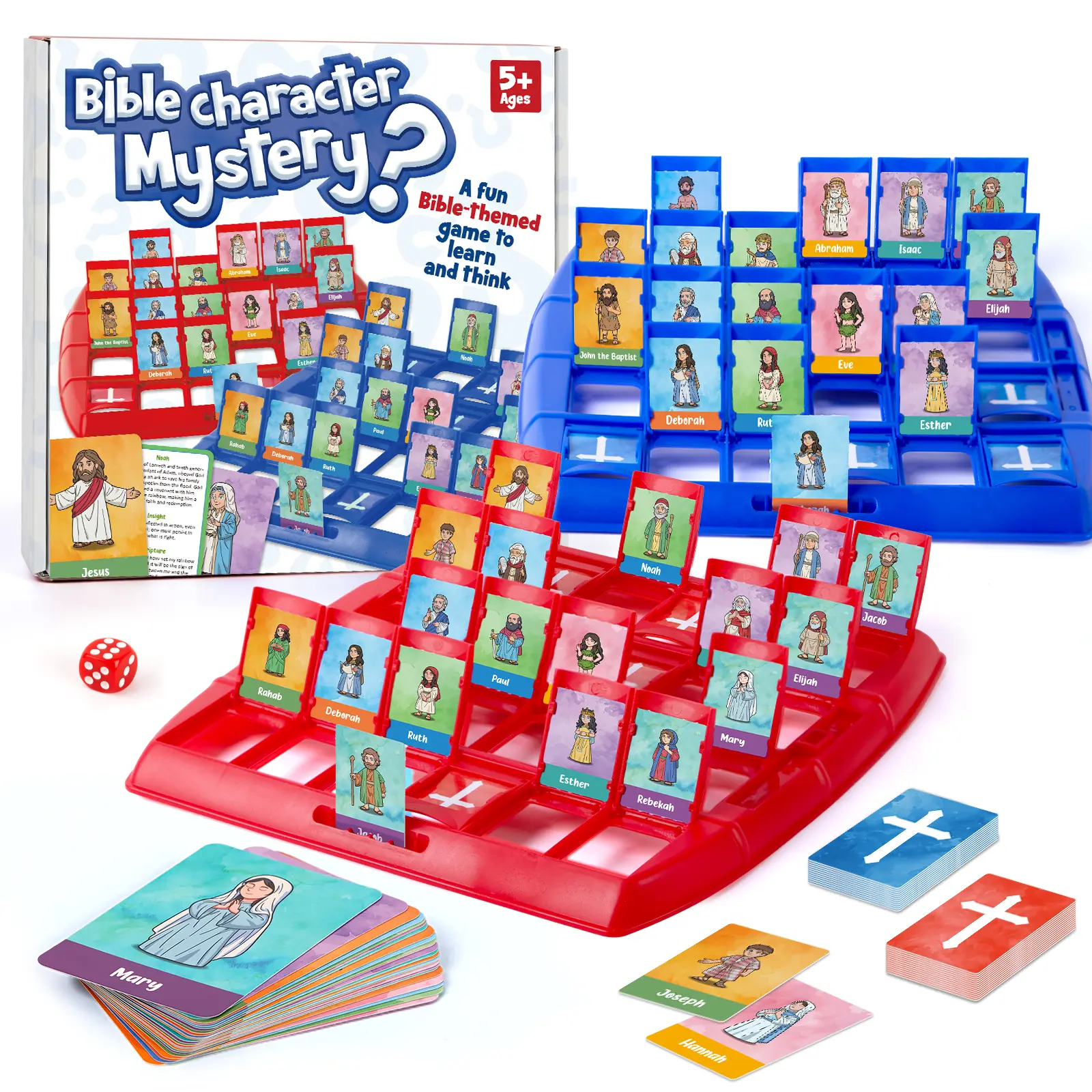 Aizweb Bible Guess Who Game for Kids ,2 Players Christian Board Game with 24 Bible Characters, Family Night Logic Deduction Game, Christian Gifts and Bible Games