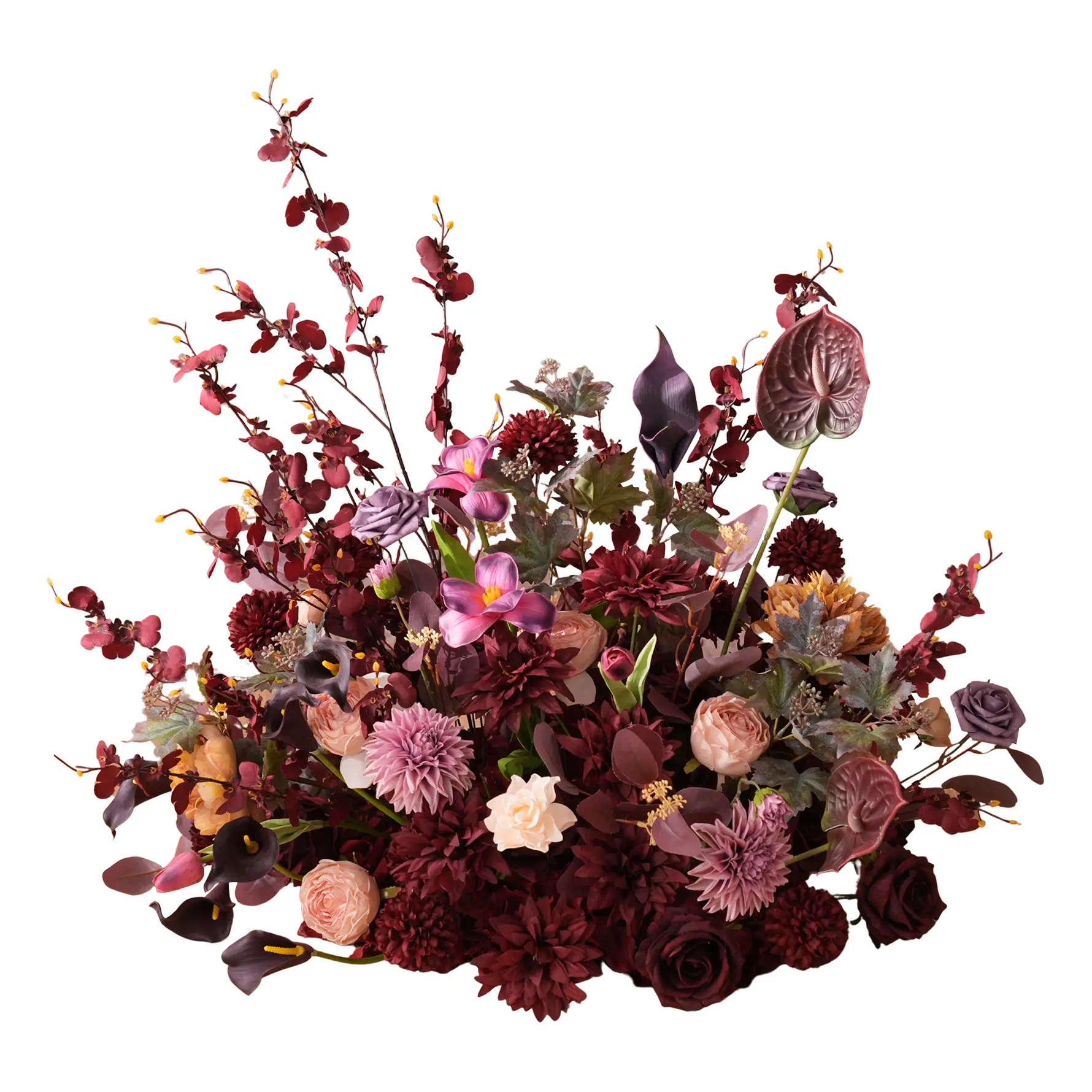 S-A9058 2pcs/set Burgundy Artificial Calla Lily Rose Aisle Floor Flower Event Party Decor Props