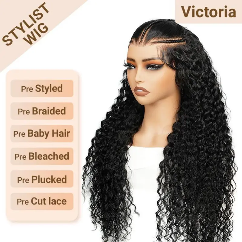[Summer Musts] Wiggins Hair Stylist Wig Pre Braided Pre Cut Ready to Go Glueless Wigs Water Wave 13x4 Lace Front Wigs Human Hair Pre Bleached #WeeklyDeals #tiktokshopstockup #mothersdaygift