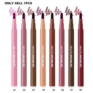 8 Color Lip Liner & Lip Gloss Pen, Easy Contouring Natural Full Coverage Dual Use, Long-Lasting Waterproof Formula, Perfect for Daily Makeup