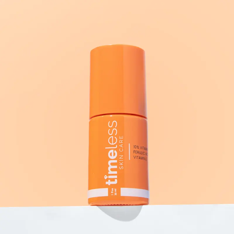 Timeless Skin Care 10% Vitamin C + E Ferulic Acid Serum – Gentle Brightener for Dull, Discolored & Stressed Skin (30ml)
