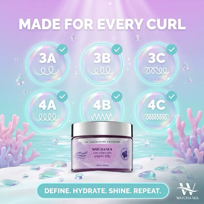 “CAST YOUR CURLS” Poppin’ Jelly Haircare Gel Defining Styling Cream Hairproduct Clump Proof