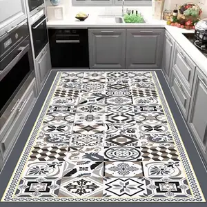 Geometric Pattern Kitchen Rug, 1 Count Non-slip Kitchen Mat, Soft Absorbent Kitchen Rug, Kitchen Decor, Home Decor