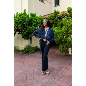 Clara Bishop Sleeve Blouse in Midnight Phenom