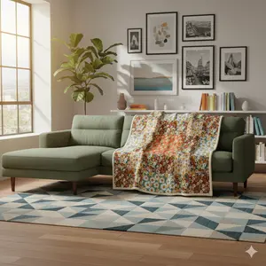 Plush Blanket, Vintage Patchwork Quilt Design, Cozy Home Decor, Throw Blanket, Bedding, Quilted Comfort, Warmth and Style