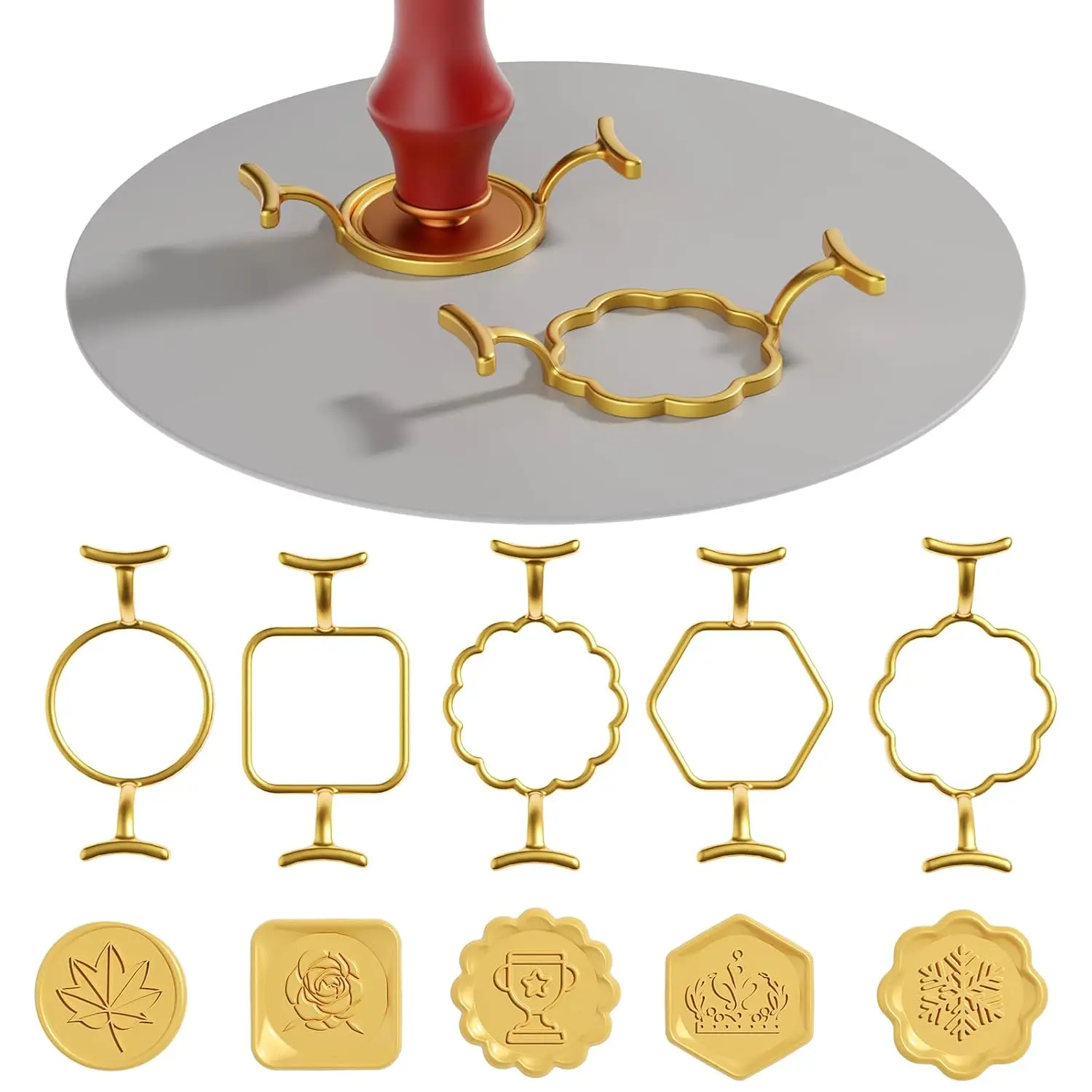 5 count Metal Wax Seal Molds for 1 Inch , Rings Set With 1 count  Mat, Sealing Kit