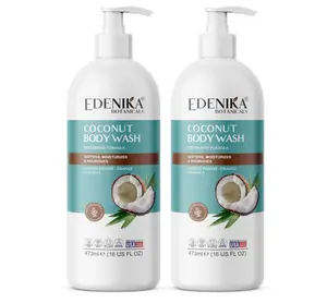 Coconut Body Wash, Cleans, Softens & Nourishes, Ultra Moisturizing Shower Gel for Dry and Sensitive Skin, Women & Men, Organic & Natural, 16 fl oz, 2-Pack