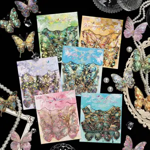 3 Packs 30 pcs for a set, Wings of Nature 3D gold foil butterfly PET sticker set: beautifully designed for journaling, scrapbooking, album decoration, DIY crafts, collage, card making, and mixed media projects. Elegant and versatile.