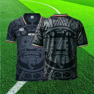 1998 Mexico Away Short Sleeve Retro Soccer Jersey Black