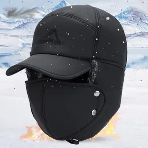 Men's Thickened Faux Fur Windproof Warm Outdoor Sports Hat - Adjustable, Universal, with Detachable Face Mask for Cycling, Adjustable Hat