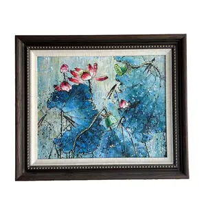 Original Framed Oil Lotus Painting Wall Art (02H20205040)