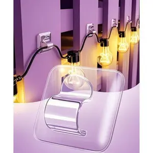 Heavy Duty Outdoor Light Clips: 25 Pack Square Clear Waterproof Adhesive Hooks - Hanging Rope Cord Organizer, Reusable, No Glue Needed, Large Cable Holders for String Lights