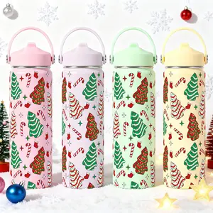 1pc, Christmas Gift 22oz Stainless Steel Water Bottle Tumbler Christmas Elements Funny Print  Stainless Steel Cup Thanksgiving Gifts, For Dad Son Women Mom Sisters Teacher Coworker Friend Brother
