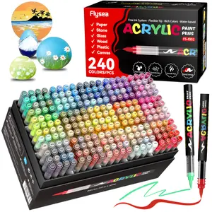 Acrylic Paint Markers, Soft Brush Tip Acrylic Paint Pens, Quick-Drying Waterproof Ink, for Rock Painting Plastic Wood Canvas Glass Ceramic Metal Art Crafts Supplies Christmas Gift, Art Markers Set