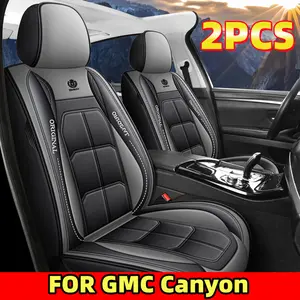 Waterproof Leather Car Seat Cover 2PCS for GMC Canyon Two Front Seats Anti-Scratch Wear-Resistant PU Leather Soft Comfortable Protection
