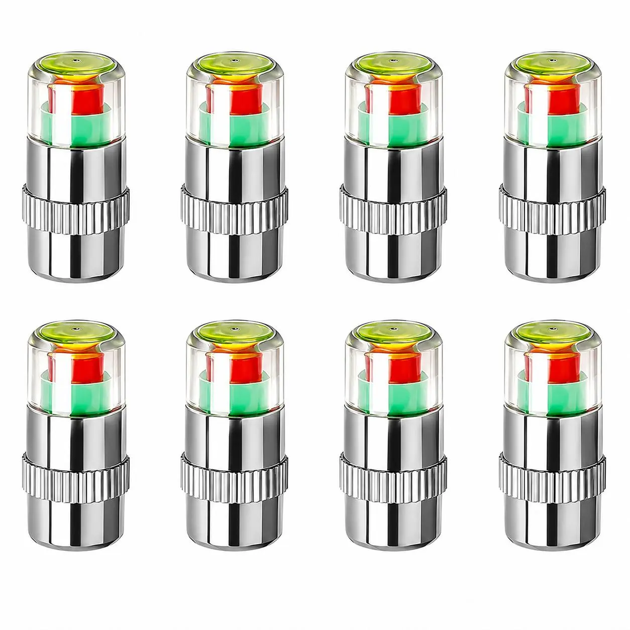 8 Pcs Tire Pressure Monitor Valve Stem Caps, 3 Color Eye Alert Indicator Sensor, 2.4 Bar 36 PSI Tire Pressure Gauge Caps, Fits Most Cars, Easy Install Tire Safety Monitoring Tool for SUVs & Trucks