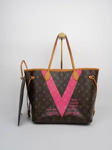 Pre-owned Louis Vuitton canvas/vachetta Tote Bags Monogram V Neverfull MM Grenade