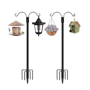 XDW-GIFTS 2-Pack 76 Inch Heavy Duty   – Outdoor Garden Poles with 5-Prong Base for Hanging Bird Feeders, Plants, Lanterns, Hummingbird Feeders double