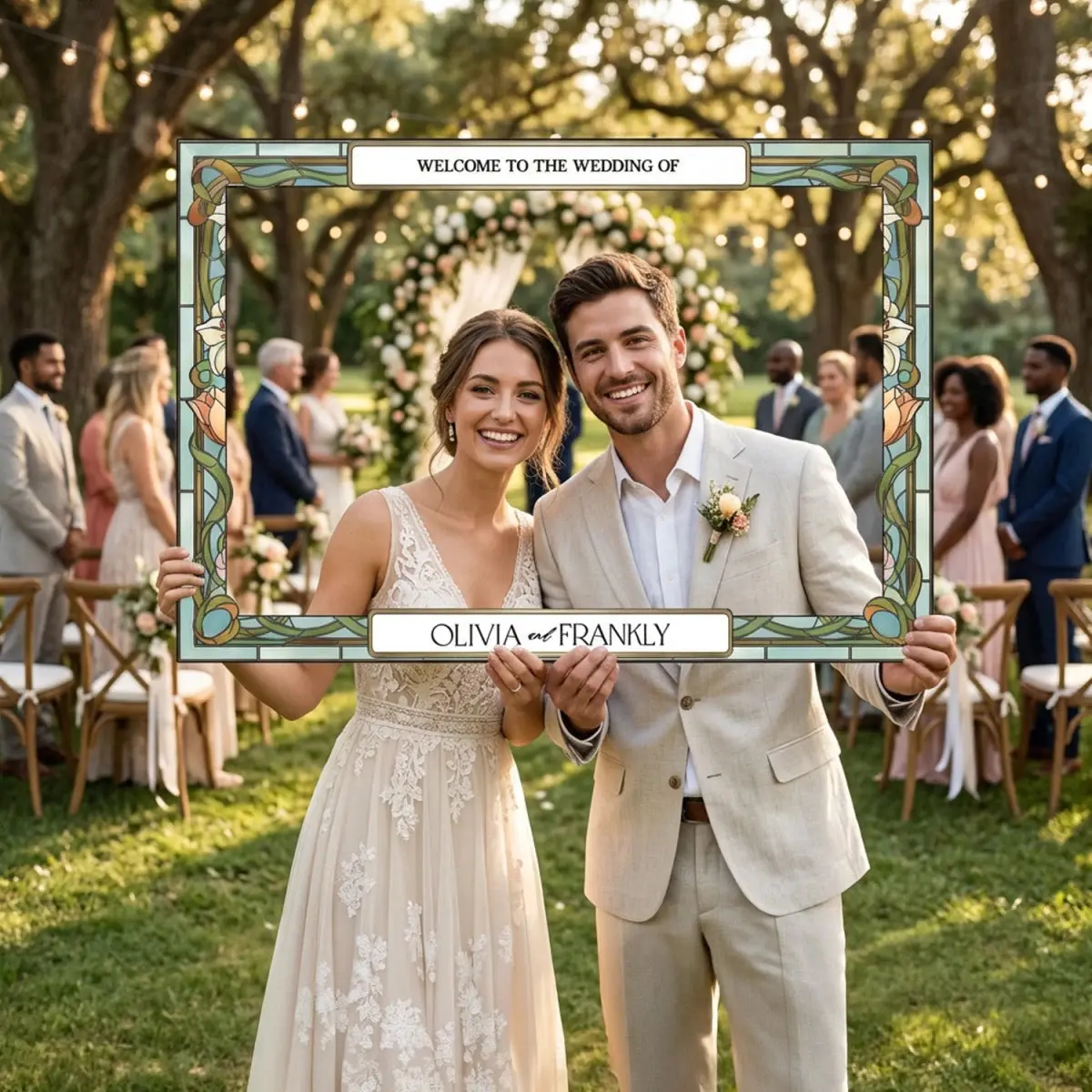 Personalized Floral Wedding Photo Booth Frame
