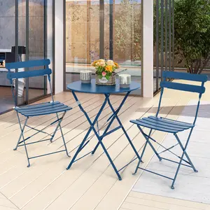 Weather-Resistant Folding Patio Bistro Set Outdoor 3 Piece Patio Bistro Set, Folding Bistro Table and 2 Folding Chairs, Patio Conversation Furniture Set, Space Saving,