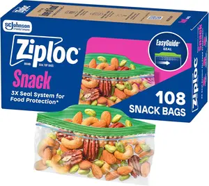 Ziploc Snack Bags, Easy Open and Close, Small Plastic Food Storage Bags, 108 Bags Total