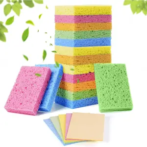 15 count Cellulose Sponges Kitchen, 5 Colors Non-Scratch Colorful Sponges, Biodegradable Compressed Sponges, Large Cellulose Sponge for Kitchen, Bathroom, , Funny Cut-Outs DIY