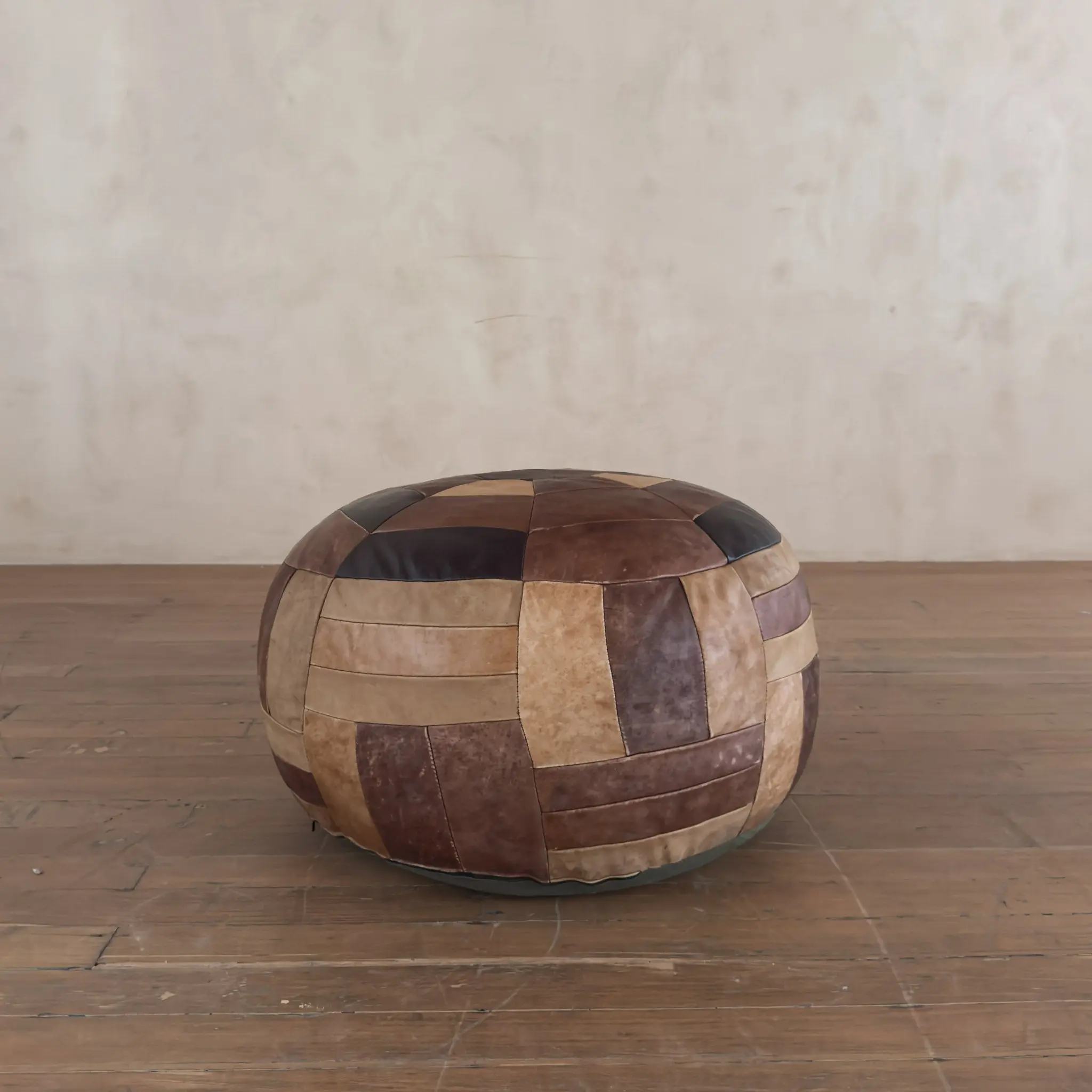 Large Leather Patchwork De Sede Pouf
